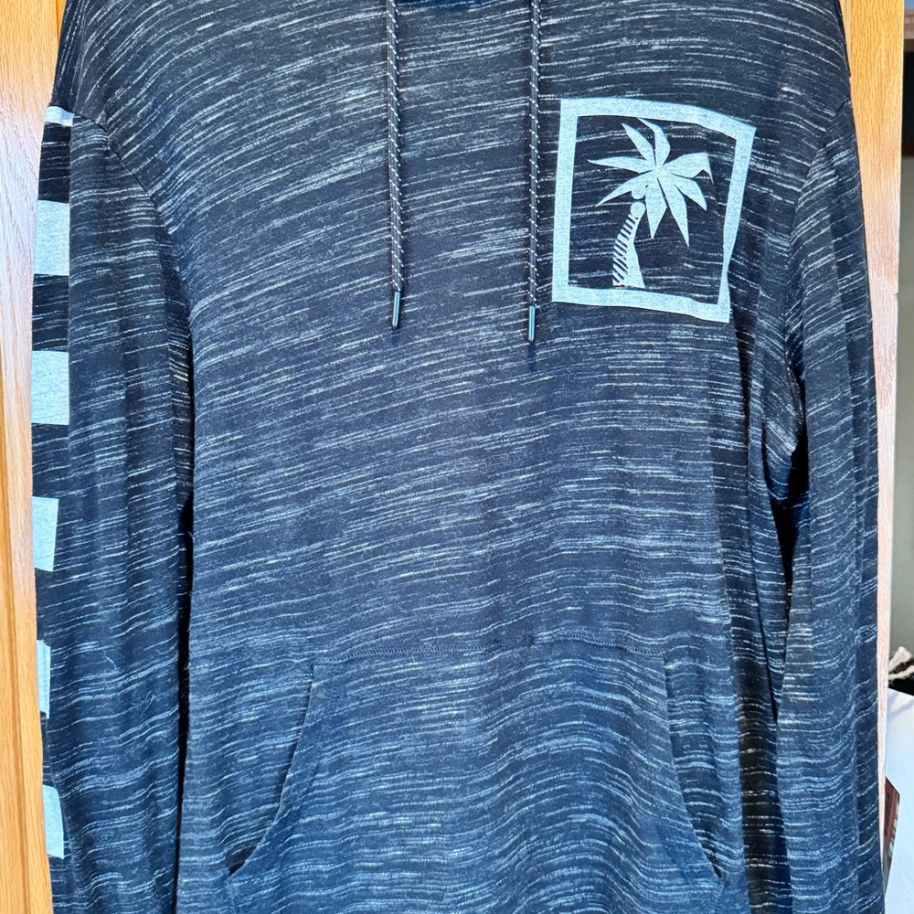 urban pipeline Black Heather Hoodie with Light Blue Palm Print